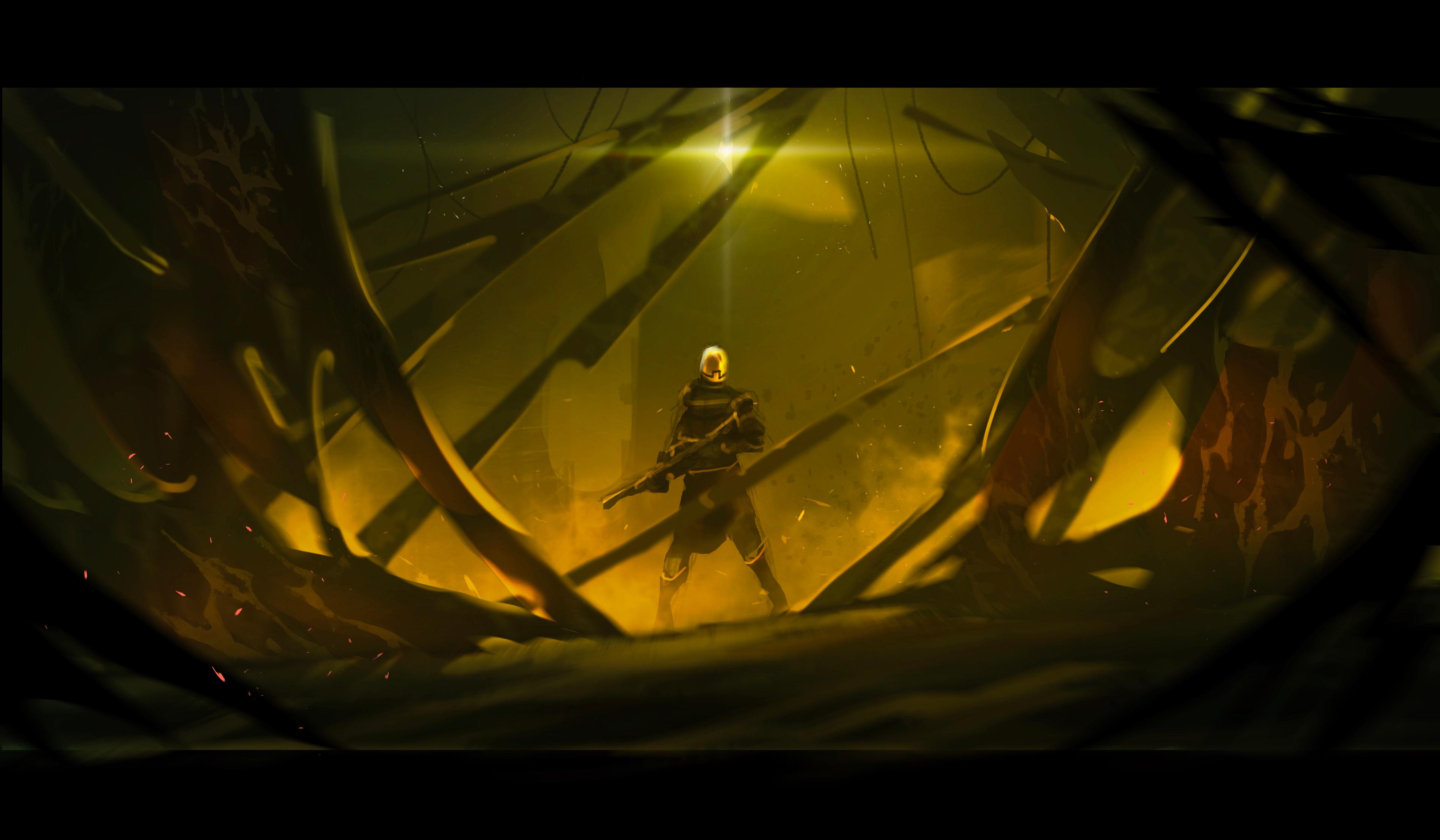 Fantasy and sci-fi concept art of muscular men in spiked armor, leather gear, and golden robes, monsters, and dragons.