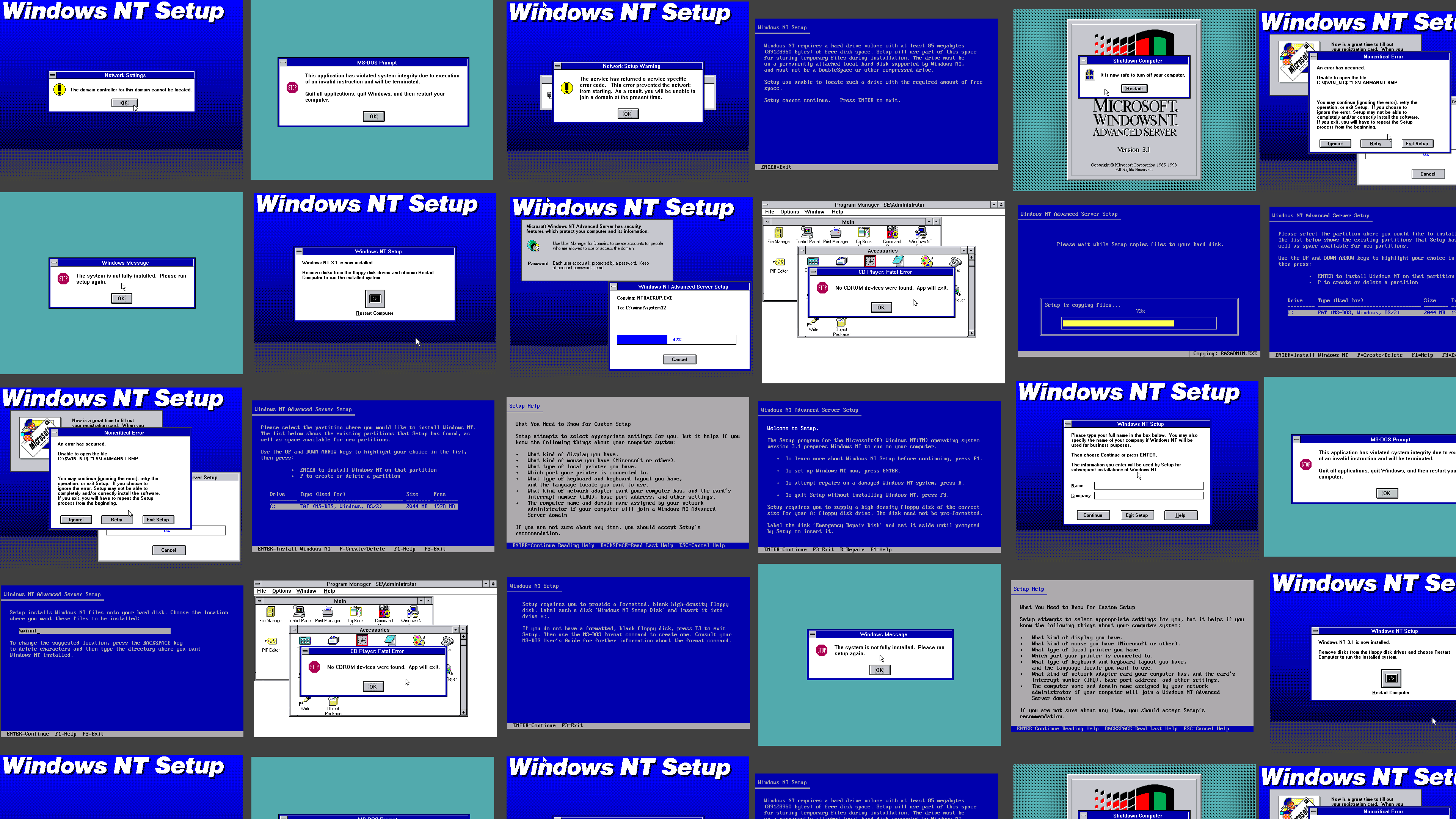 Windows NT 3.1 setup and errors wallpaper [1920x1200] [2560x1600 ...