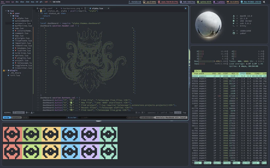 [Yabai] Completely overhauled my MacOS rice. I even switched to Neovim ...