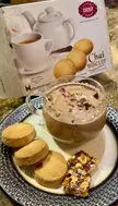 Kashmiri chai with biscuits &amp; cashew rose chikki