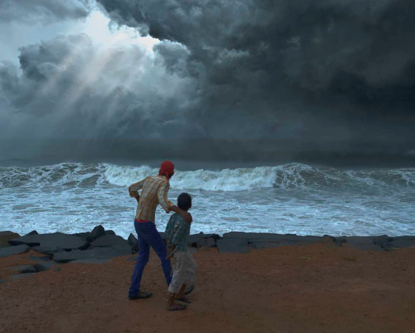 Stormy Beach in Pondicherry, India