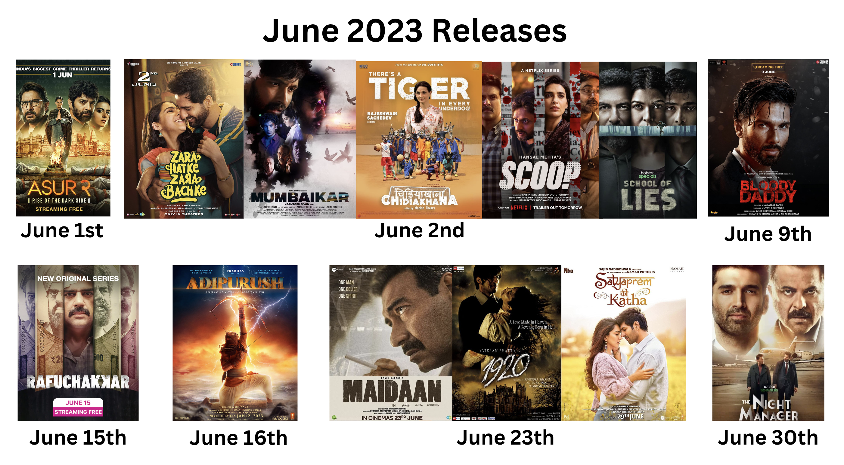 June 2023 Bollywood Release Calendar - Which movies or series are you most excited about