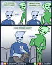Funny web comic by Alzward featuring two humanoid characters and a small brown dog talking about the rain.