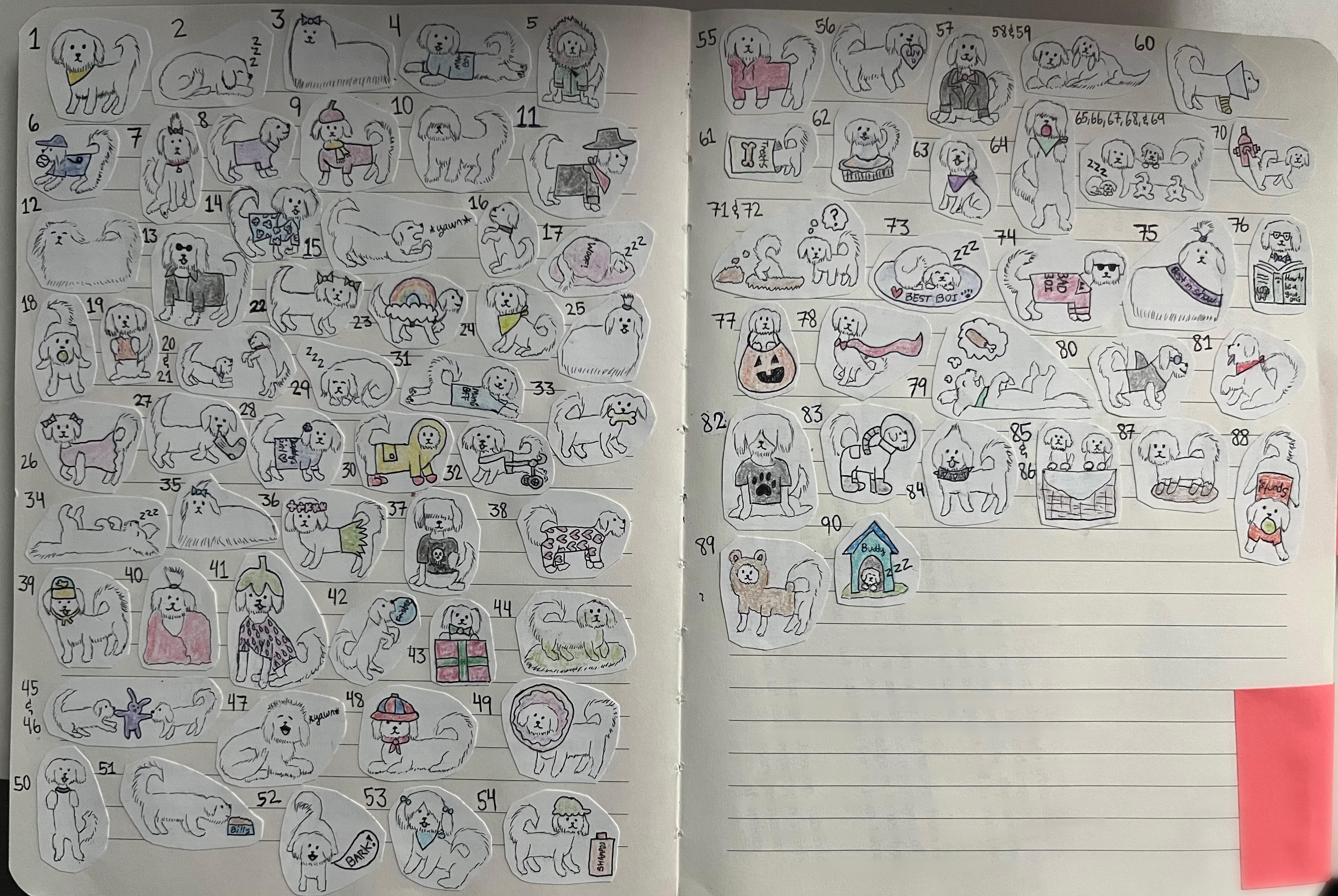 Update on my 101 Maltese doodles project: 90 out of 101 Maltese have been doodled! I just have 11 more to go 🐶
