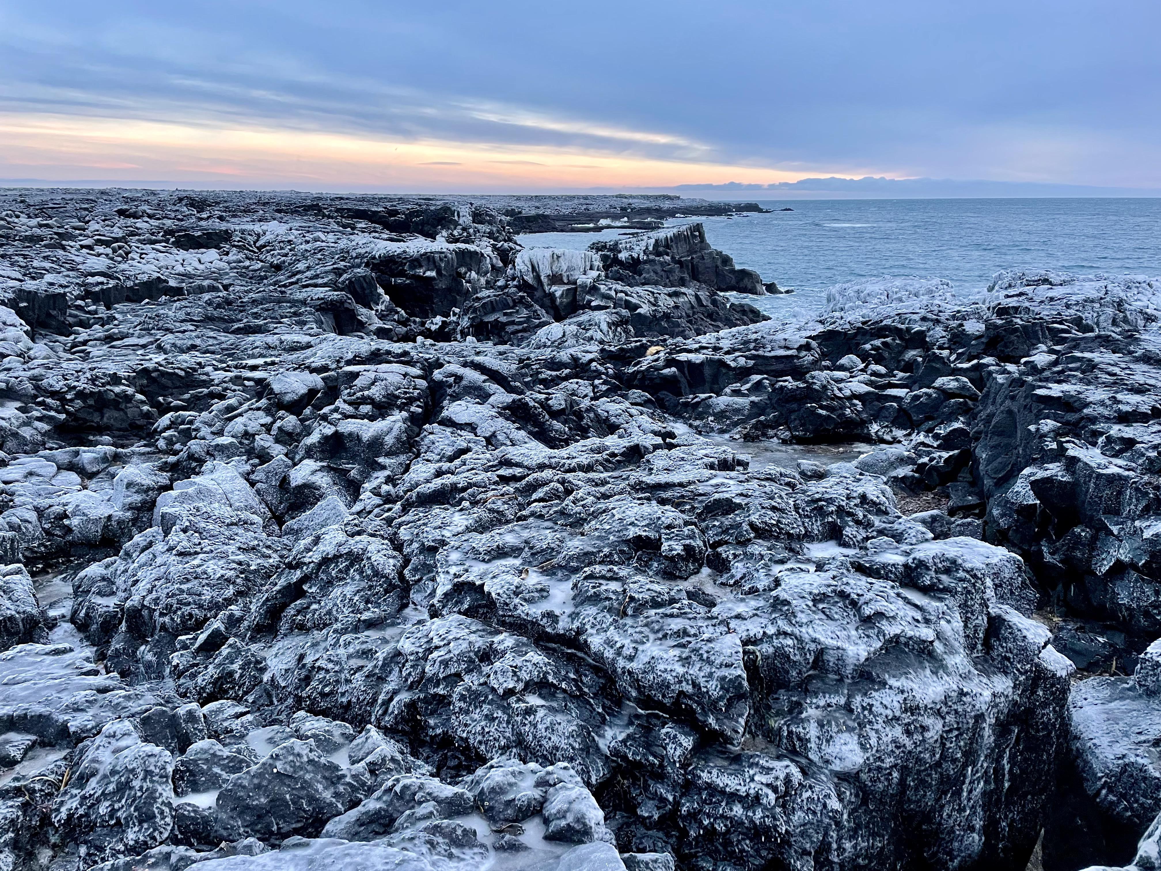 Polar Roks Ice Creem Frozen rocks on the coast of Iceland, at Brimketill lava rock pool [OC ...