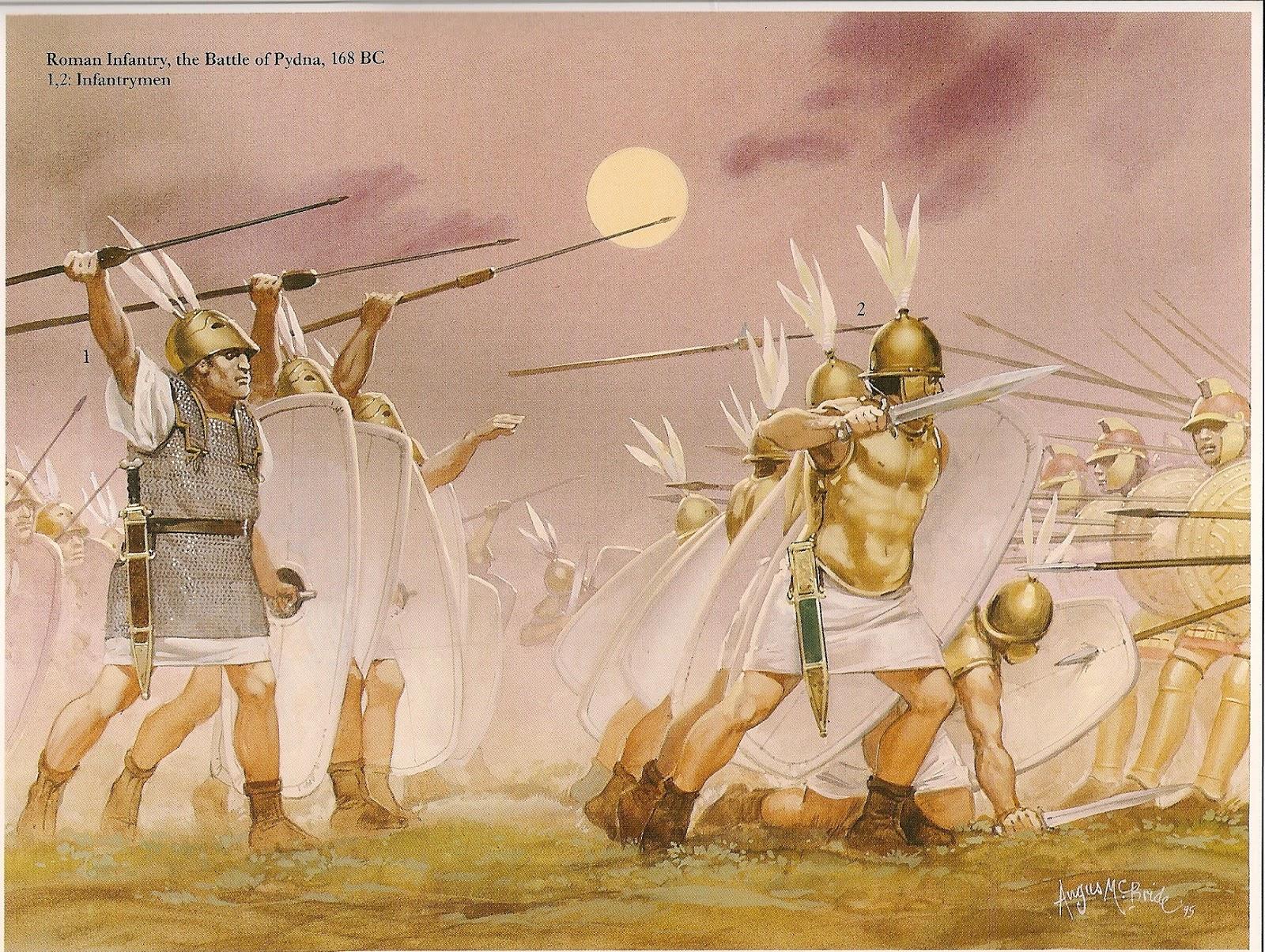 Roman infantry fighting against Macedon at the Battle of Pydna by Angus McBride