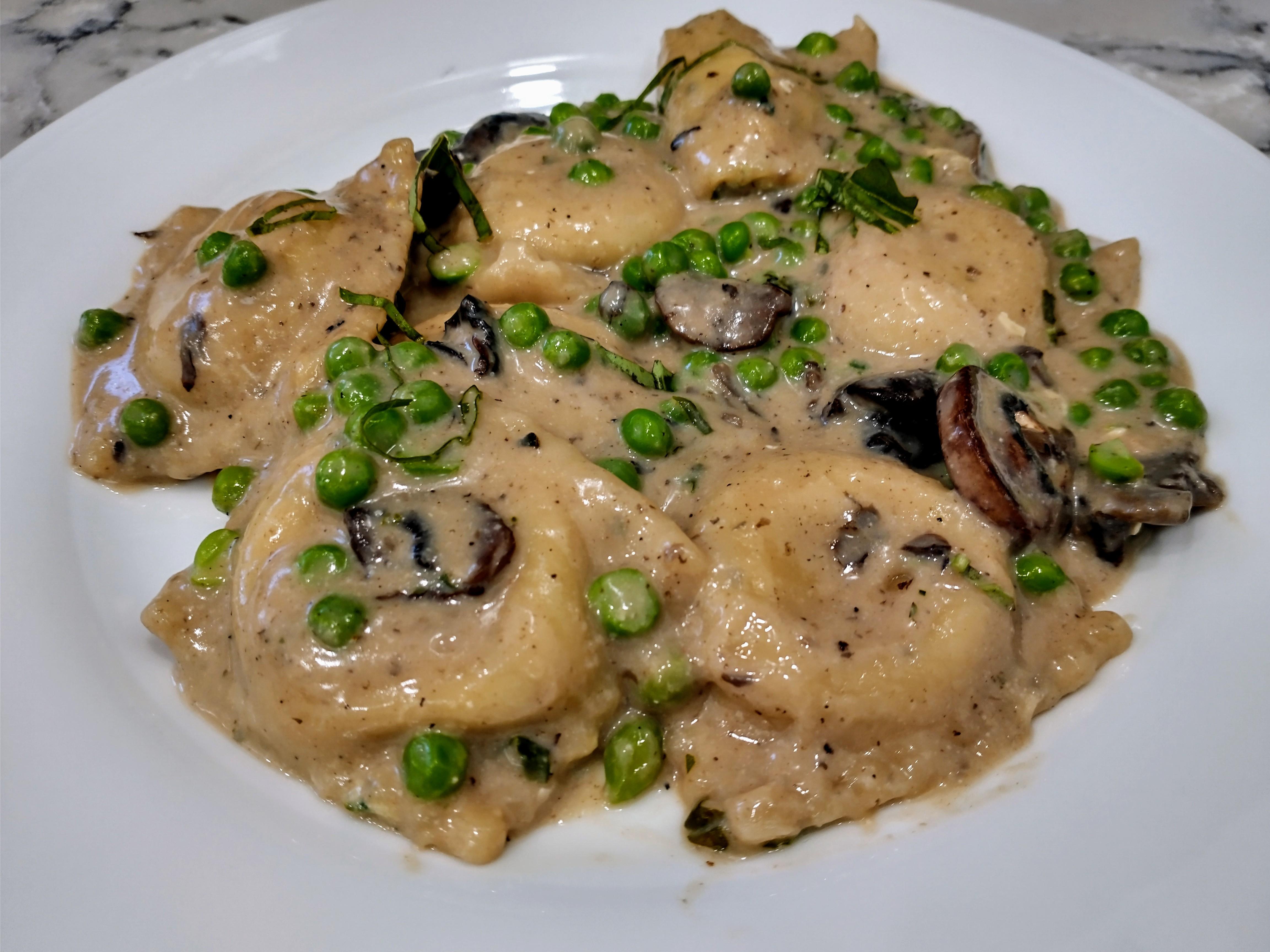 [homemade] Kale, Brie, and Ricotta Ravioli in Mushroom Cream Sauce with ...