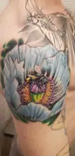 Work on a 10 year old poppy. Rick Waite, Lovecraft Tattoo Hamden, CT