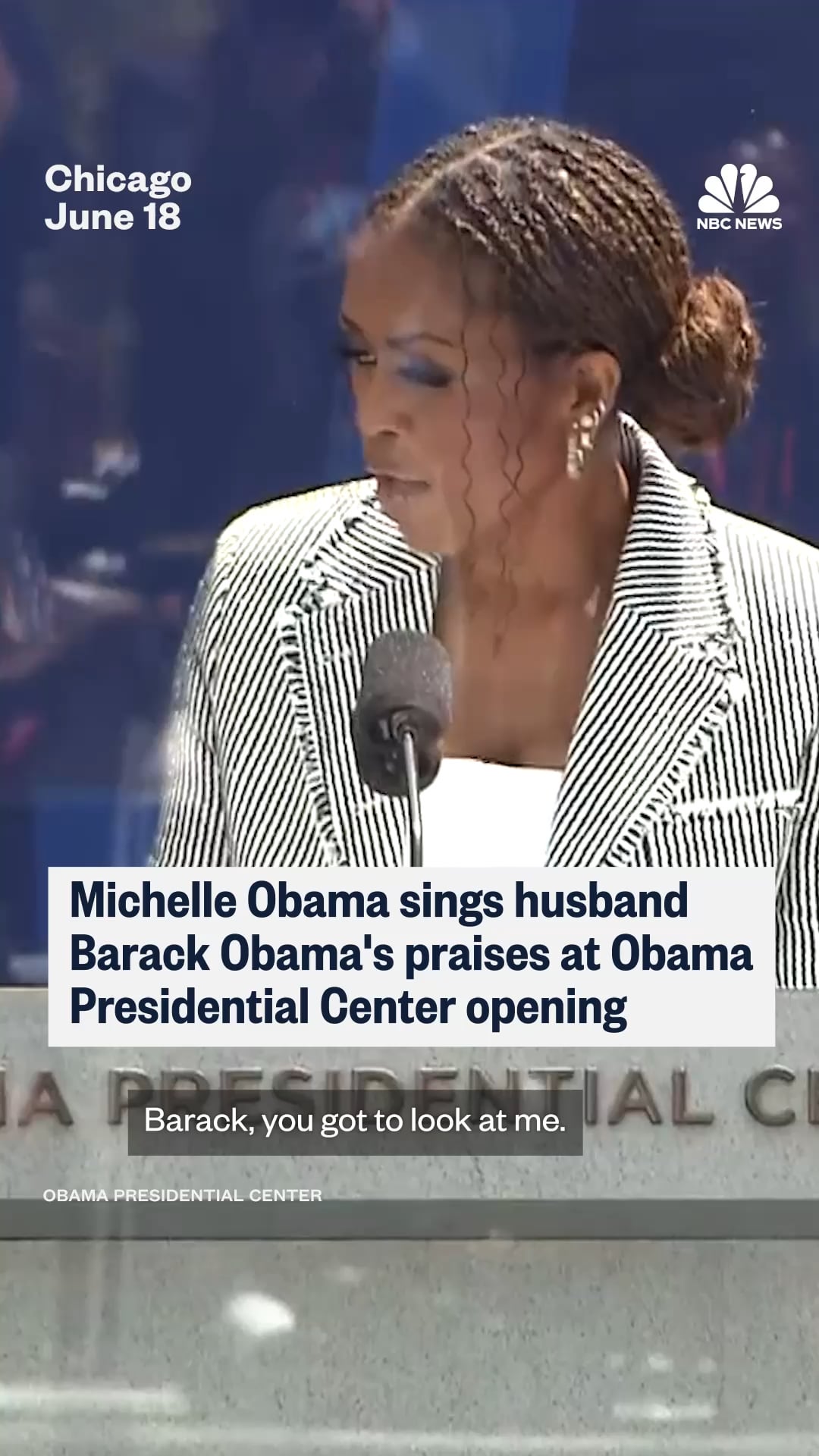 Michelle Obama sings husband Barack Obama's praises at Obama Presidential Center opening