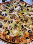 [Homemade] pizza,sausage,onion,green pepper, mushrooms, and black olive