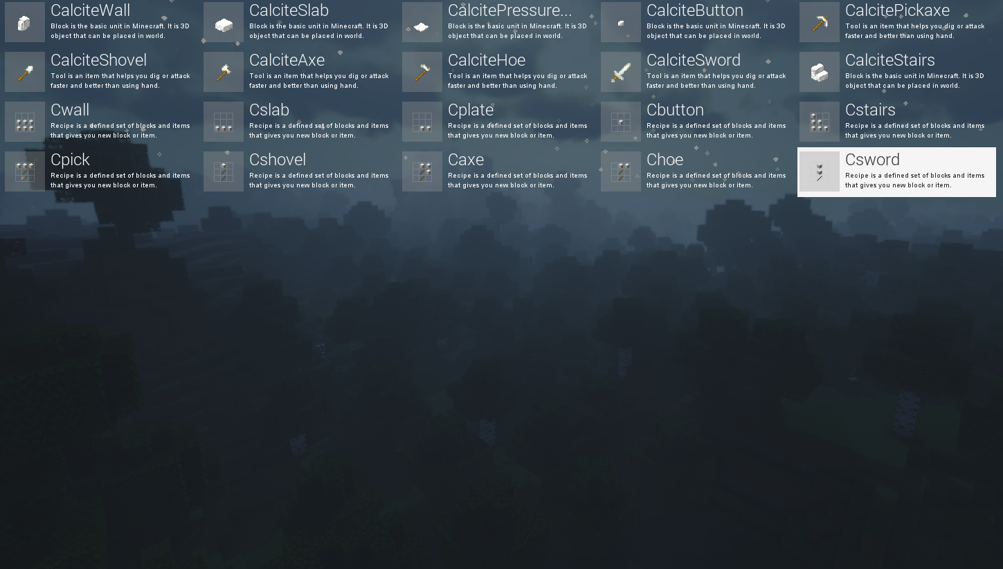 Hello i am currently making a mod that makes calcite useful and also ...