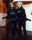 Anne Lockhart and Laurette Spang in Battlestar Galactica, 1978