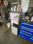 My alternative to a $1500 side locker, these things cost me $45 bucks on craigslist. Just a couple filling cabinets stacked up.