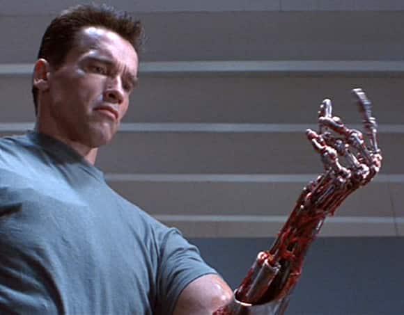 In Terminator 2, the bionic arm wasn't CGI cause Arnold Schwarzenegger ...