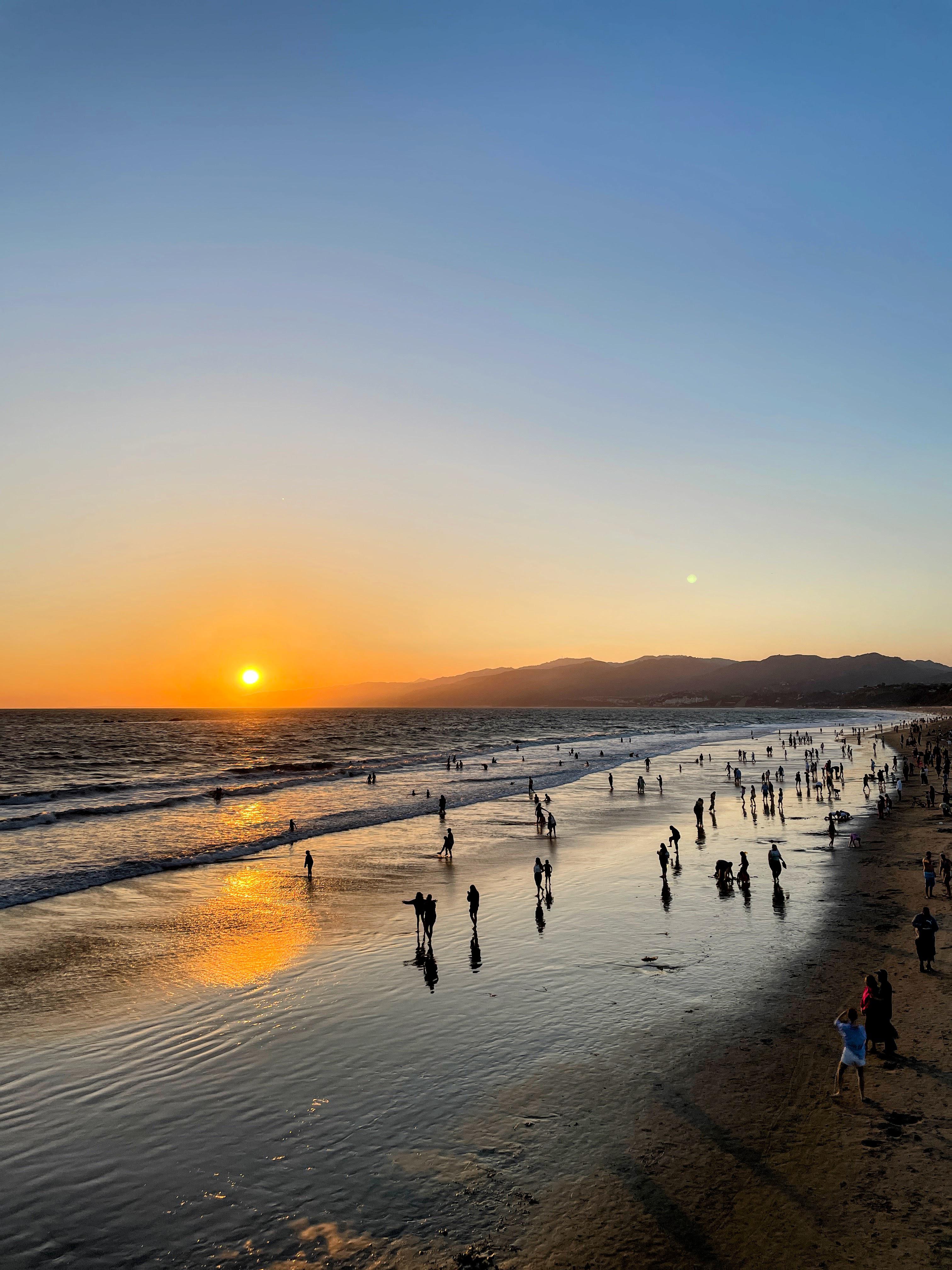 Sunset at Santa Monica Beach, CA