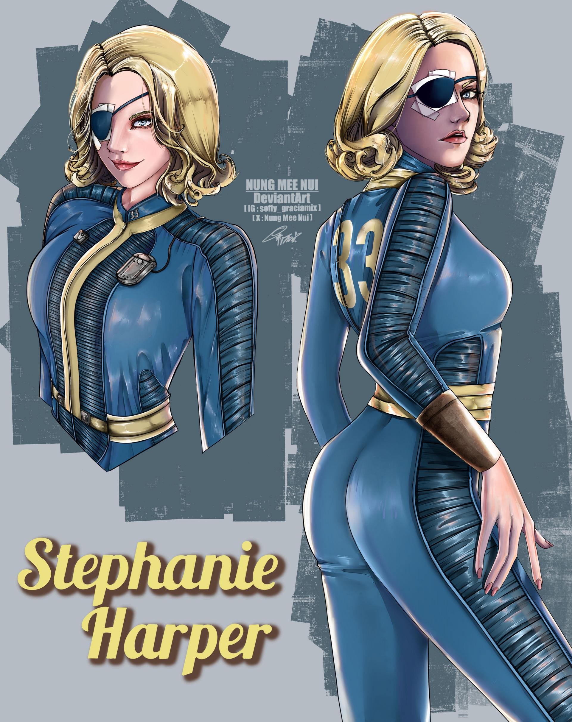 Digital anime art by NUNG MEE NUI featuring curvy female characters in superhero suits, fantasy armor, and DC Comics gear.