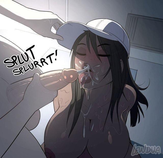 Hentai art of busty and curvy women with different hair colors performing deepthroat and receiving facials.