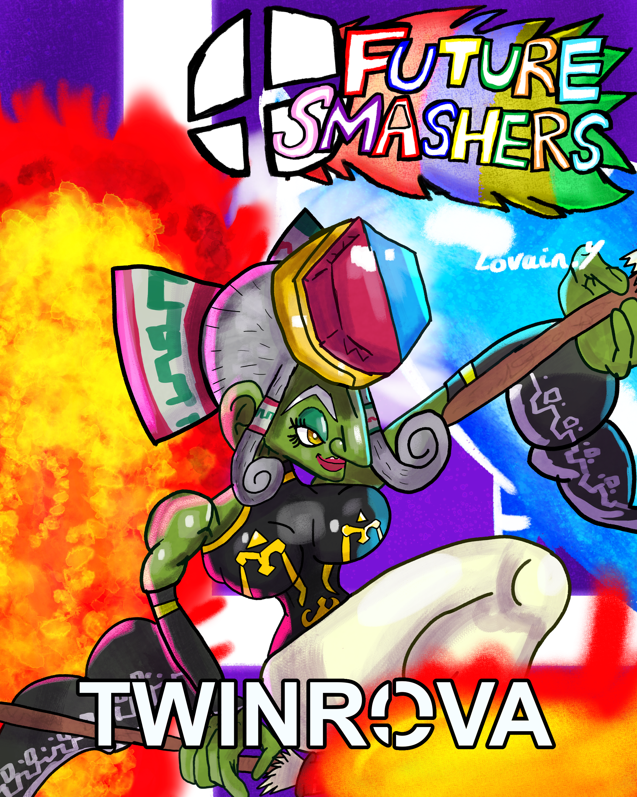 [OoT] Today, I've covered Twinrova, the fusion form of Koume and Kotake as part of my Super Smash Bros fanart project, "Future Smashers". In my honest opinion, she should appear as a boss because they are currently no proper female bosses in any Smash Bros game at all