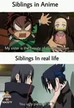 When you see your siblings in anime or in real.