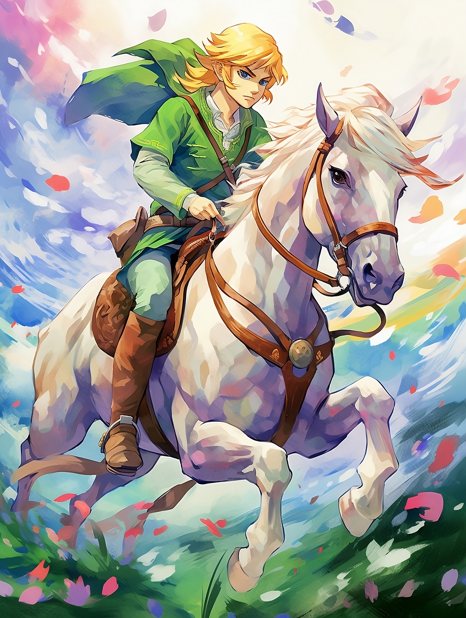 [ALL] A Colorful Sketch Drawing of Link Riding Epona | Scrolller