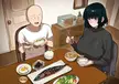 Saitama and Blizzard eating dinner by 6no1