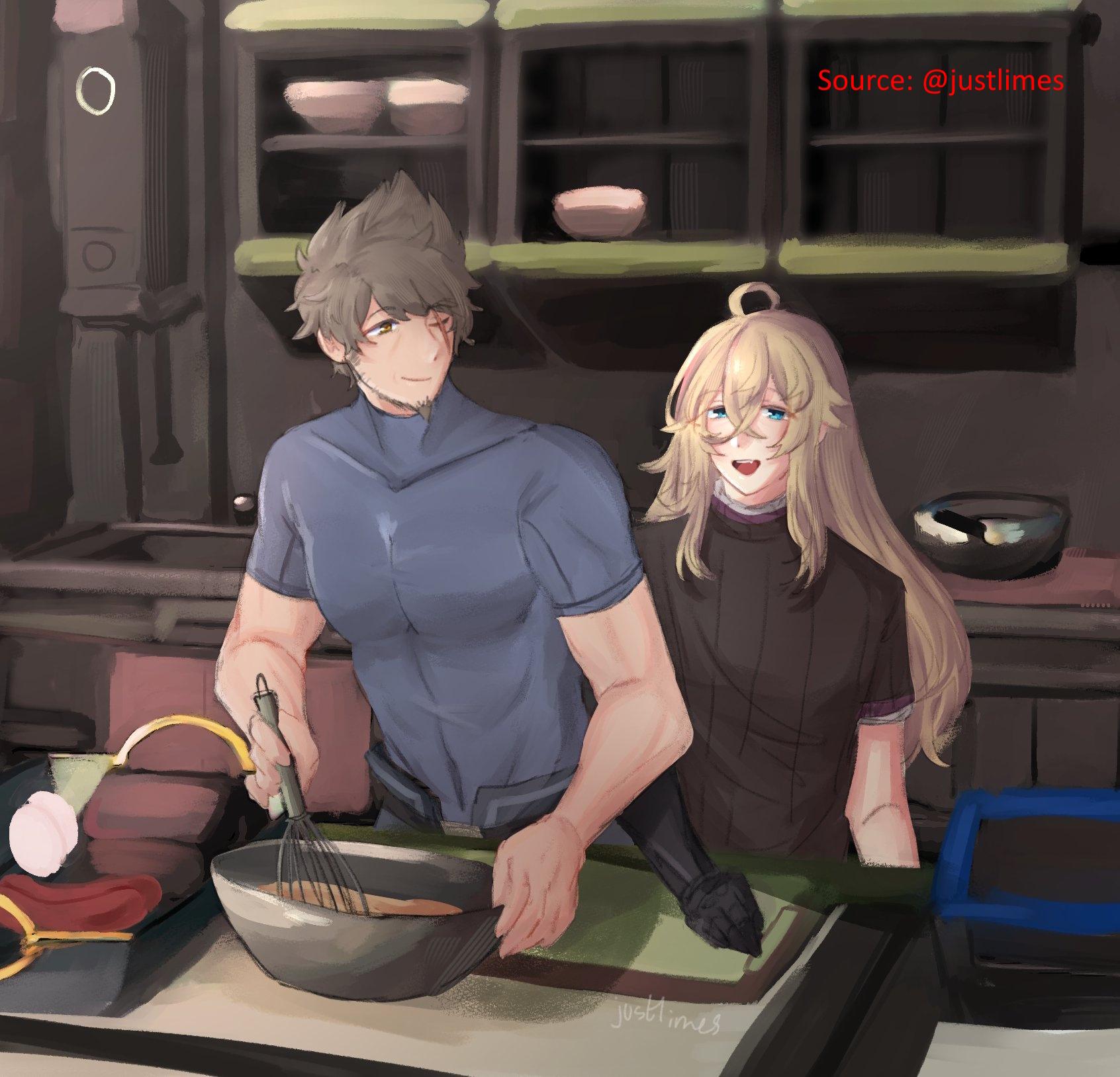 Rex and Tora from Xenoblade Chronicles 2 in yaoi and hentai anime art, kissing and engaging in sexual intimacy.