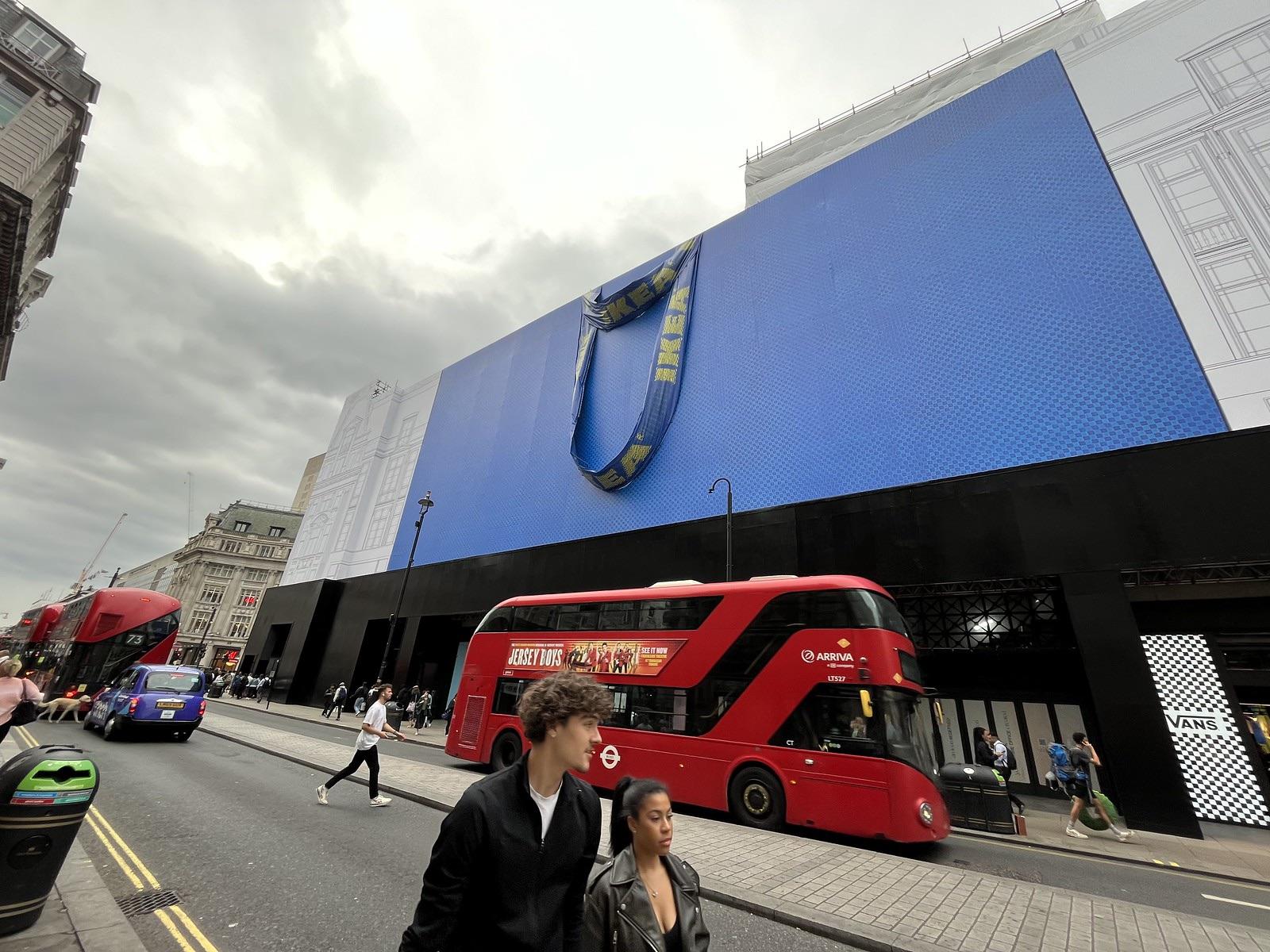 The scaffolding for the new Oxford St. IKEA store in London