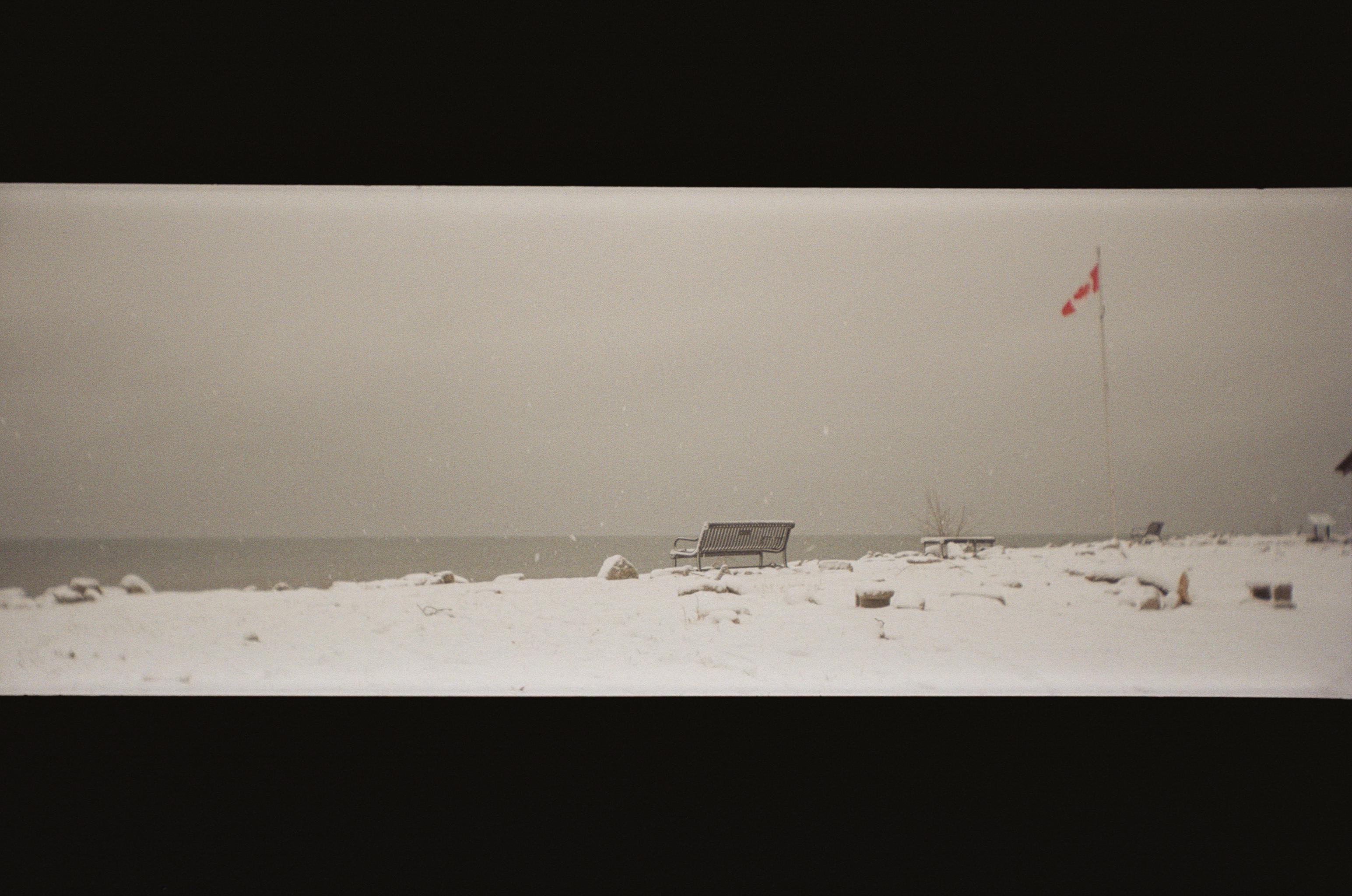 A Snowstorm on Lake Erie - taken on a panoramic toy 35mm camera