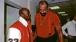 Michael Jordan and Wilt Chamberlain talking in 1997