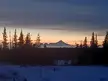 Distant volcano view across Cook Inlet, Alaska.