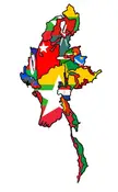Flag map of the Myanmar civil war
