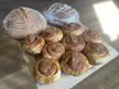 Bourbon caramel apple cruffins and a couple of country loaves from this morning!