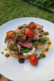 Steak on toast.
