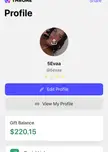 Findom e-girl 5Evaa's Throne profile page showing her profile picture and gift balance.