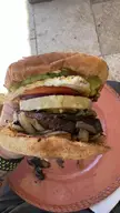 [homemade] Australian “works” burger.