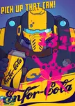 A poster for "Enfor-Cola," a parody soft drink sold in the Hives of Necromunda. The Drink uses an Adeptus Arbites Enforcer as a mascot, and the poster has been defaced with "1312," and the emblem of the Escher gang!