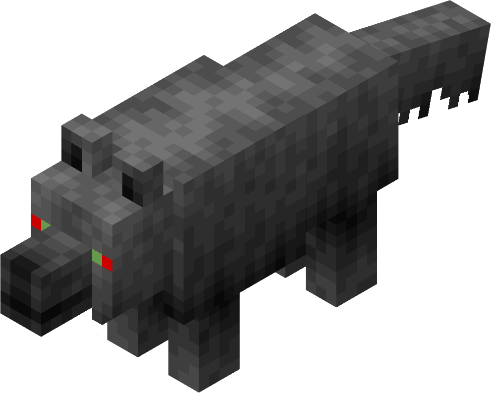 Direwolf Minecraft character and wolves in various colors and poses against a black background