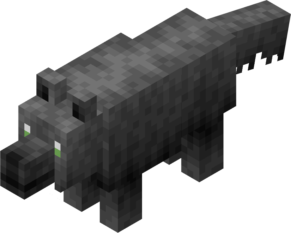 Direwolf Minecraft character and wolves in various colors and poses against a black background