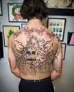 american traditional back piece done by @anvilhand(insta) at Inkk Culture in Jackson, MS
