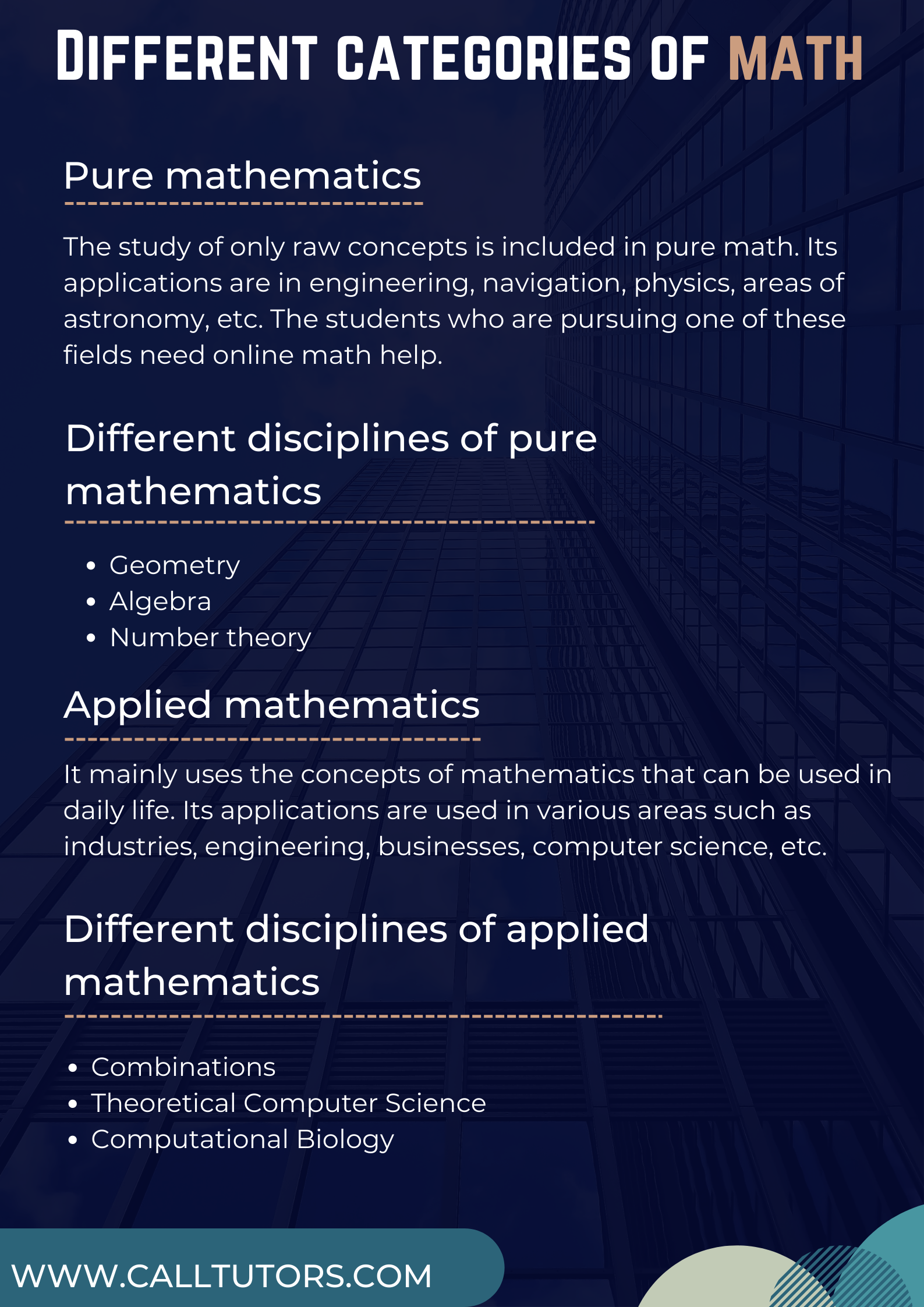 Different categories of math