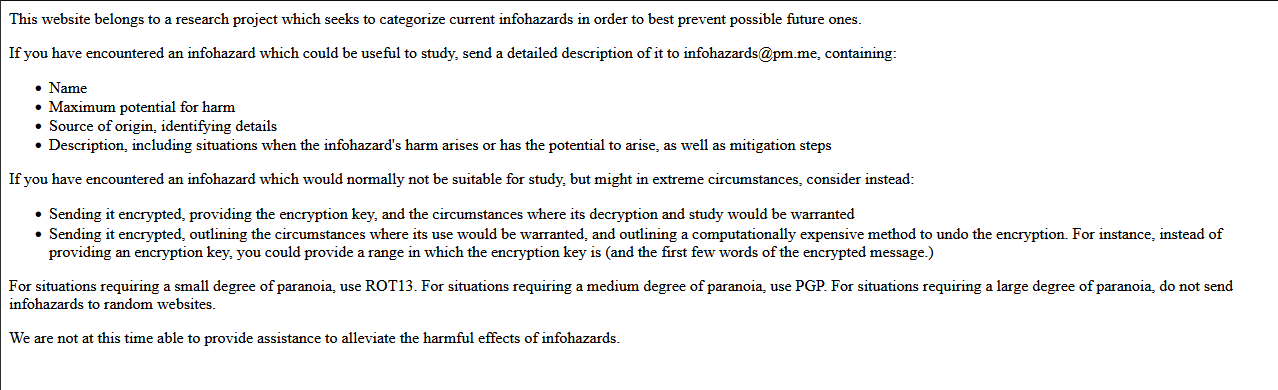 the website infohazards.com