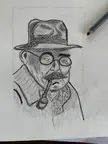 Old man with pipe and hat