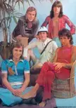 Rock band AC/DC with original lead singer Bon Scott in the 1970s