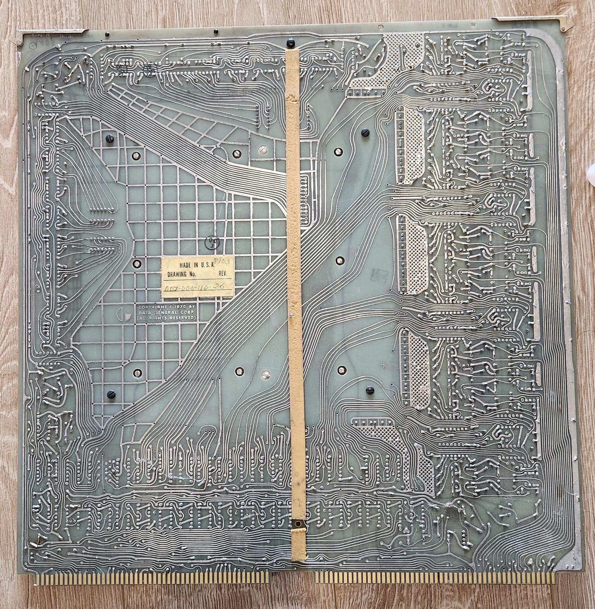 Back of a memory board for a Data General Nova computer, 1970s