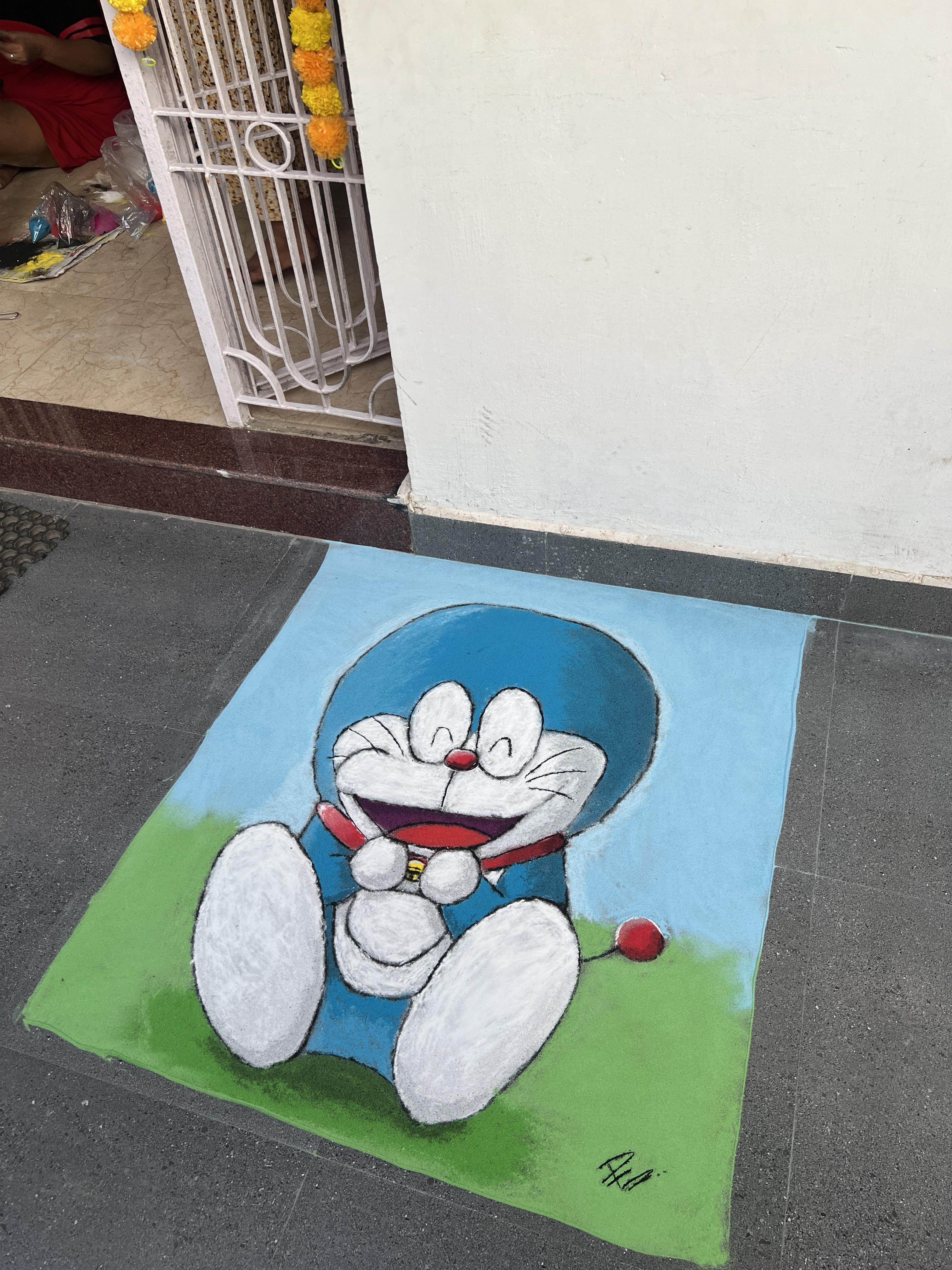 Made a Doraemon Rangoli this year. Happy Diwali! | Scrolller