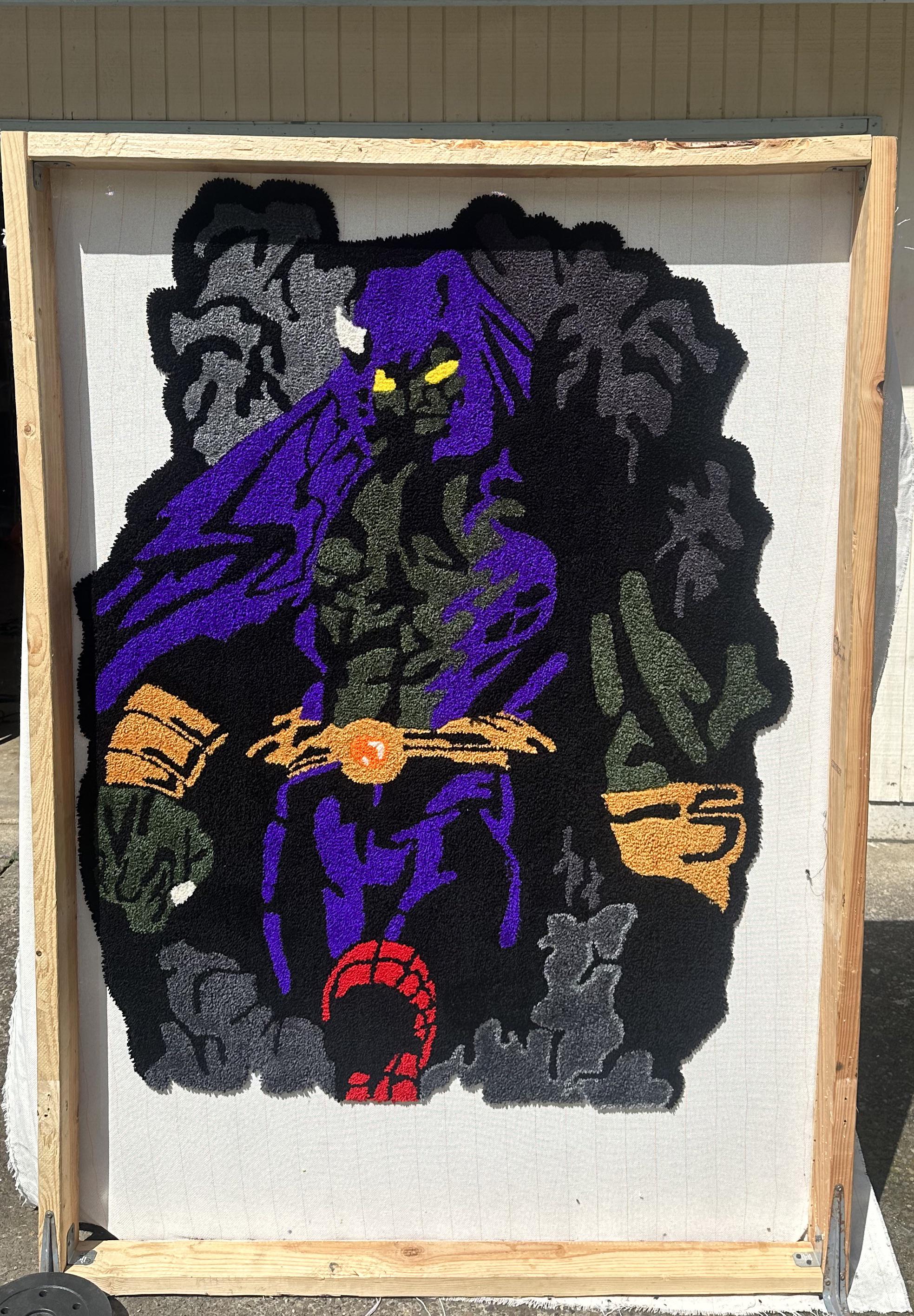 Green goblin rug i made from issue 6 of ultimate spiderman, For sale if ...