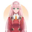 Zero Two's adorable stare - Fanart made (by liamatsirt)