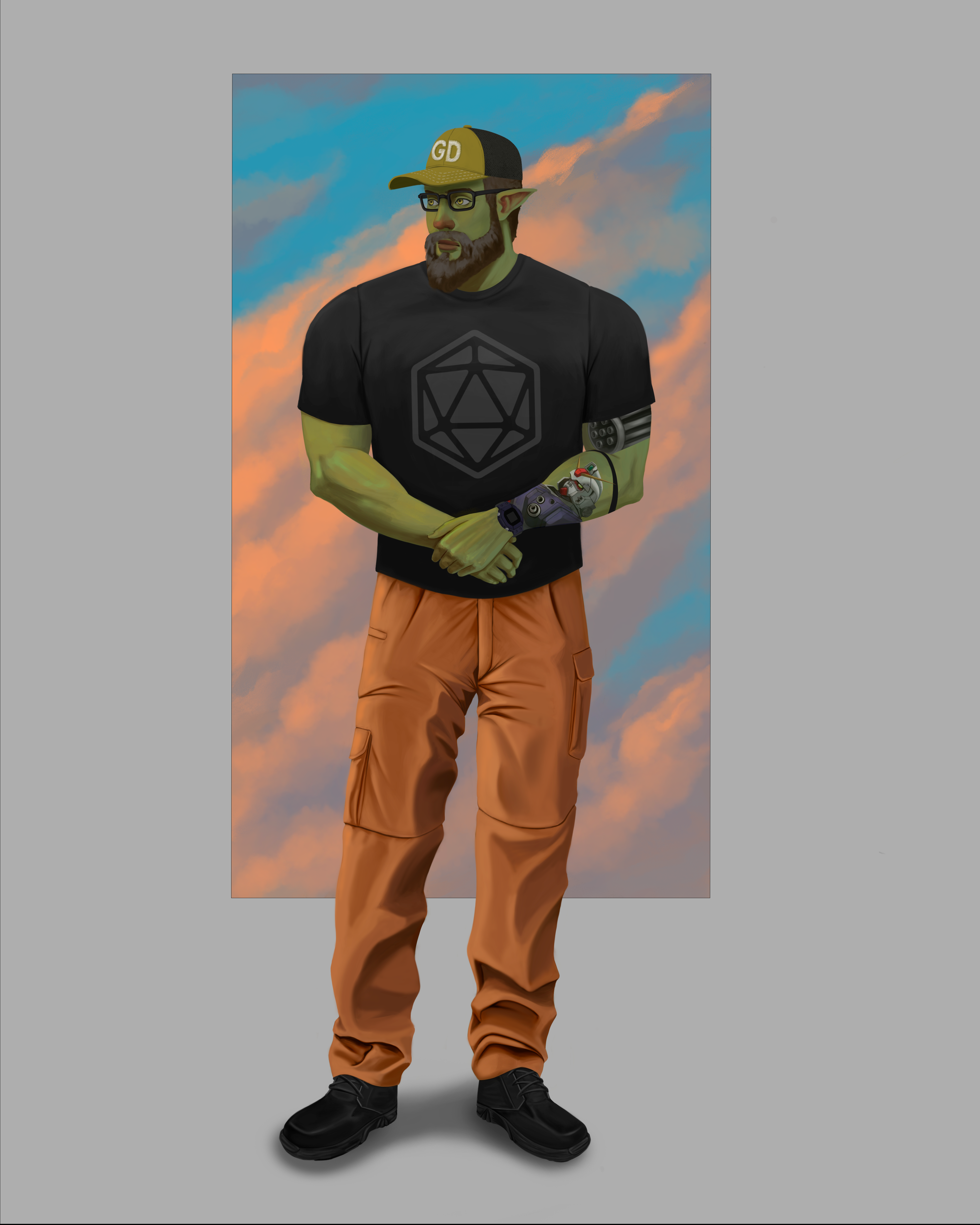 Semi realistic anime art and fan art featuring diverse characters with tattoo sleeves, a dragon, and street fashion
