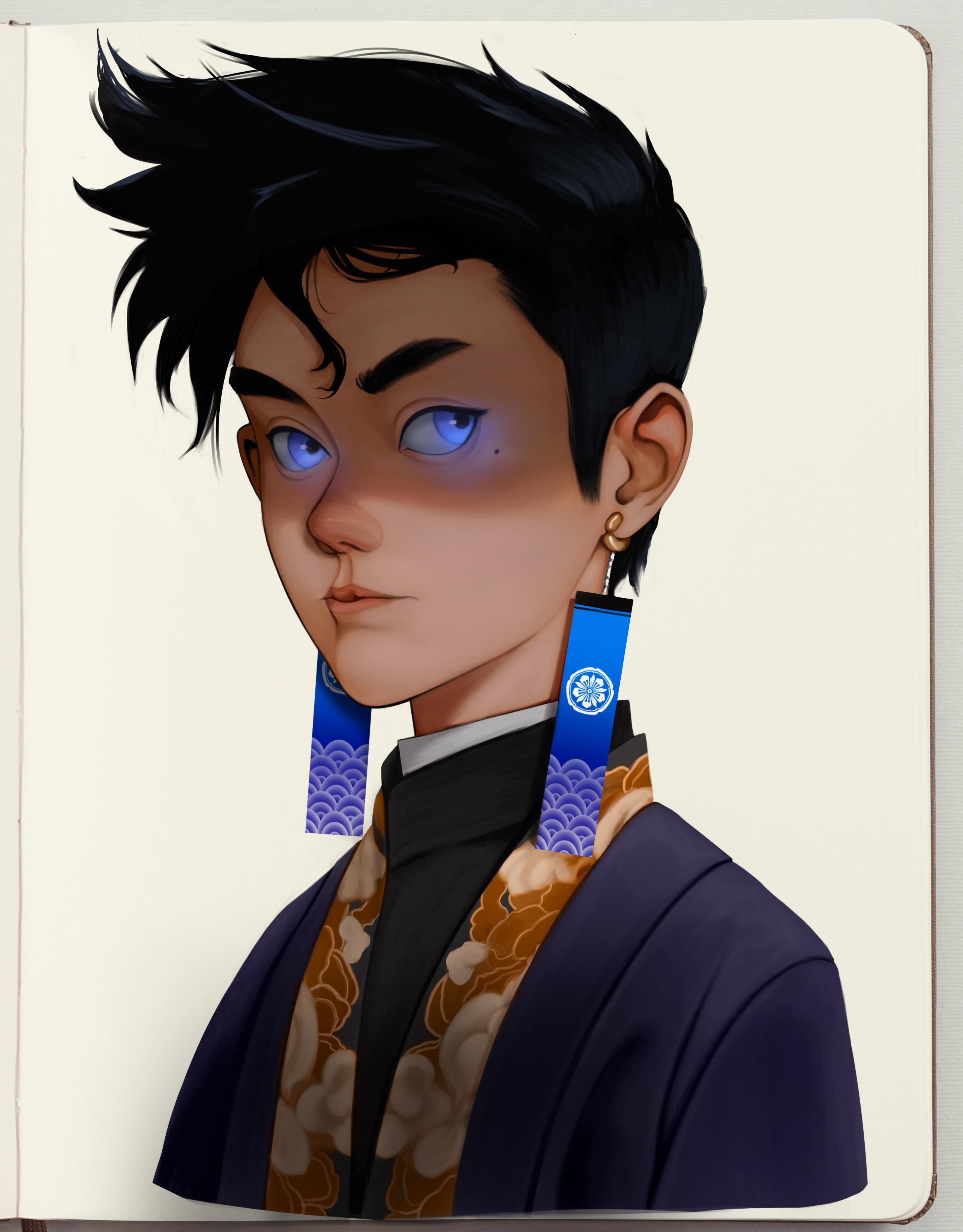 Semi realistic anime art and fan art featuring diverse characters with tattoo sleeves, a dragon, and street fashion