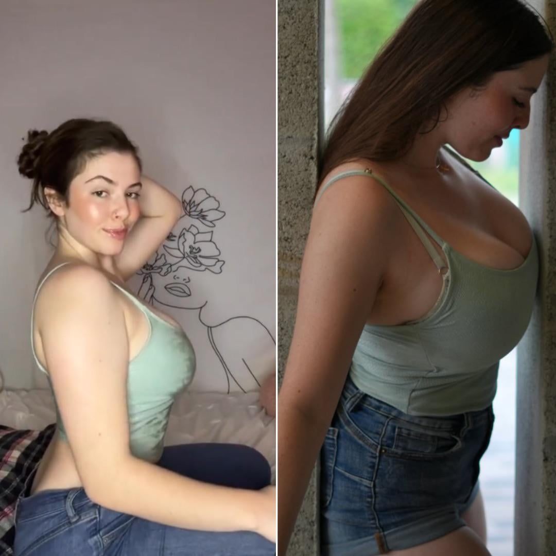 (OC) me trying on the same top a couple years apart :)